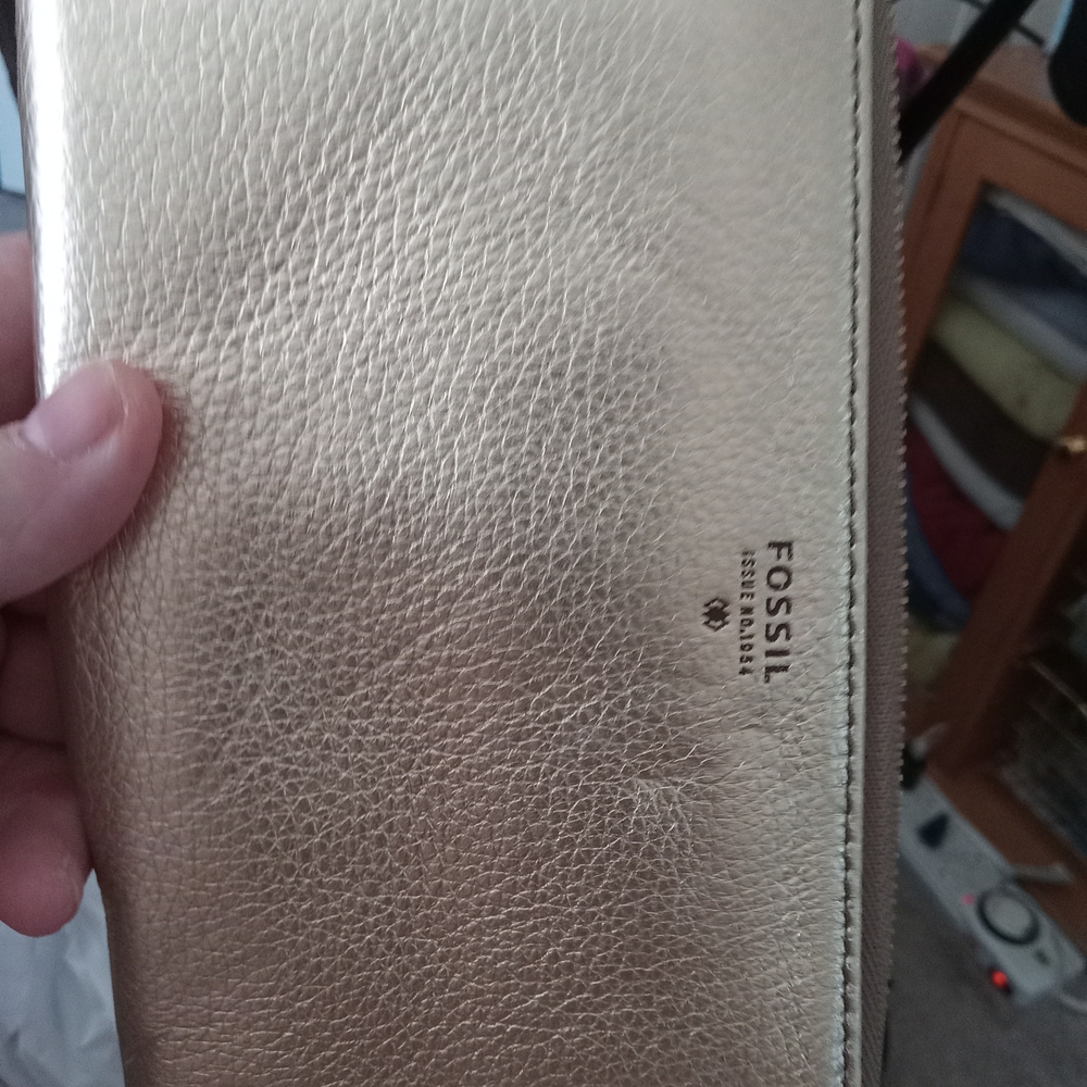 Fossil Metallic Gold Leather Clutch